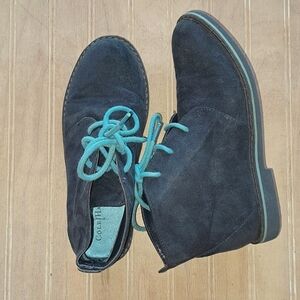 Cole Haan Lil Carlton Chukka Navy Blue Boys Oxford Lace Up Suede Boots Sz 12
